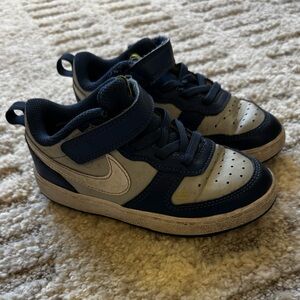 Nike Shoes 9c Kids Navy and Gray Sneakers Tennis Shoes. Easy On Velcro